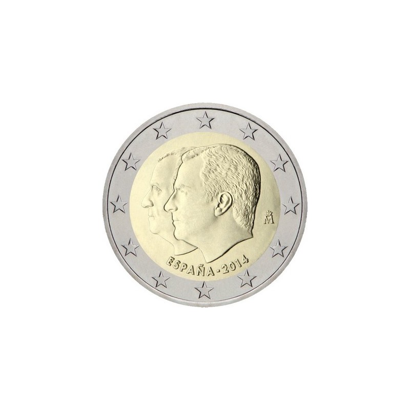 2 Euros Espagne 2014, UNC, Abdication du Roi Juan Carlos Ier et accession au trône du roi Felipe VI