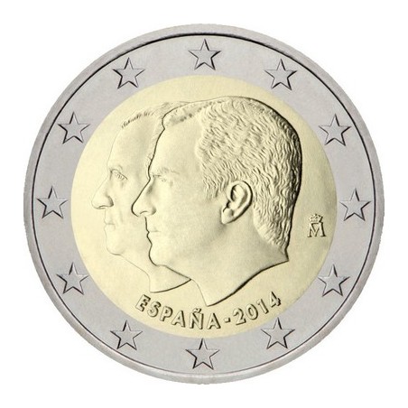 2 Euros Espagne 2014, UNC, Abdication du Roi Juan Carlos Ier et accession au trône du roi Felipe VI