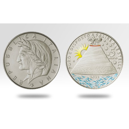 Pièce de 5 Euros Italie 2022, Coffret BE, ALIGHIERI DANTE - Le Purgatoire