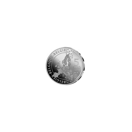 Pièce de 5 Euros Belgique 2019, BU coincard en relief, 90 ans de Tintin