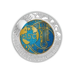 Pièce de 25 Euros Autriche 2023, BU argent et niobium, Réchauffement climatique
