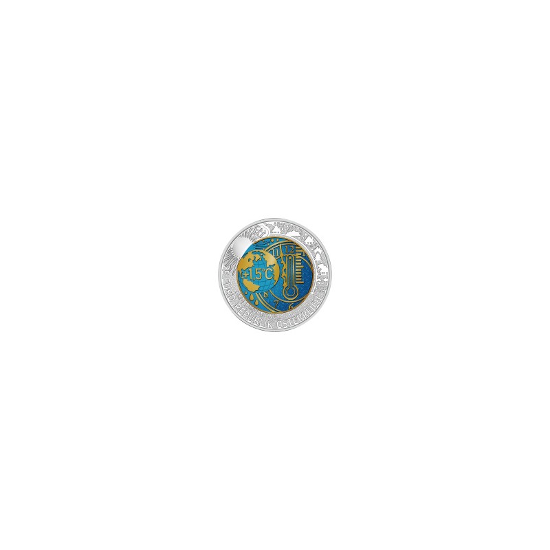 Pièce de 25 Euros Autriche 2023, BU argent et niobium, Réchauffement climatique Pièce de 25 Euros Autriche 2023, BU argent et niobium, Réchauffement climatique