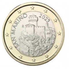 1 Euro Saint-Marin 2023, UNC, face nationale La deuxième tour "LA CESTA"