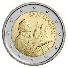 2 Euros Saint-Marin 2017, UNC, face nationale La deuxième tour "LA CESTA"