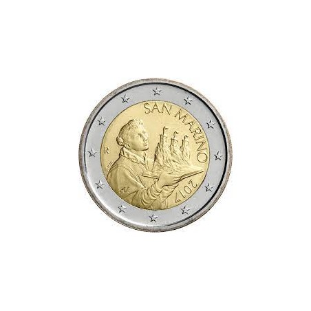 2 Euros Saint-Marin 2017, UNC, face nationale La deuxième tour "LA CESTA"