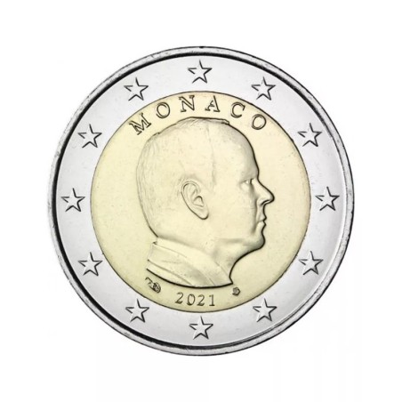 2 Euros Monaco 2021, UNC, Face nationale Prince Albert II