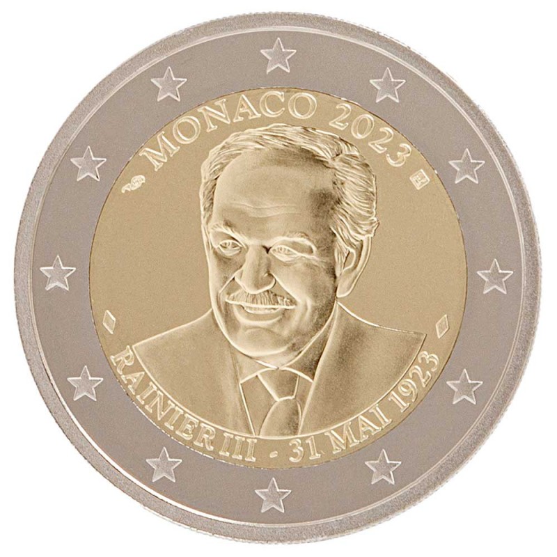 2 Euros Monaco 2023, Coffret BE, 100ème anniversaire du Prince Rainier III "La Rouge"