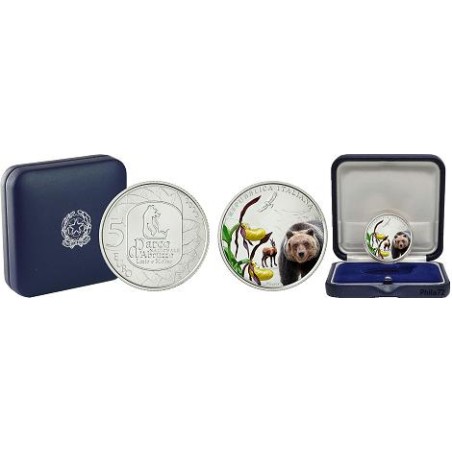 Pièce de 5 Euros argent Italie 2023, Coffret BU, Parc National des Abruzzes