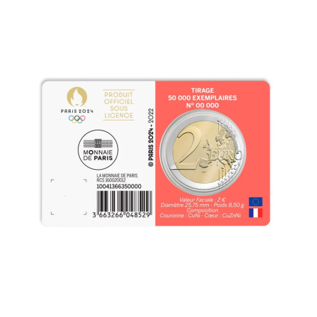 2 Euros France 2022, BU Coincard, Le Génie JO Paris 2024, Version Rouge