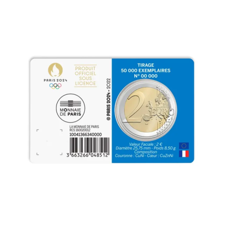 2 Euros France 2022, BU Coincard, Le Génie JO Paris 2024, Version Bleue