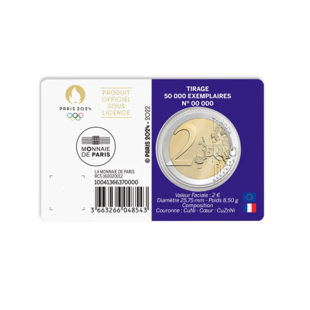 2 Euros France 2022, BU Coincard, Le Génie JO Paris 2024, Version Violette