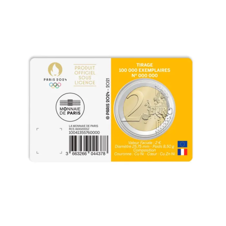 2 Euros France 2021, BU Coincard, Marianne JO Paris 2024, Version Jaune