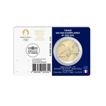 2 Euros France 2021, BU Coincard, Marianne JO Paris 2024, Version Bleue