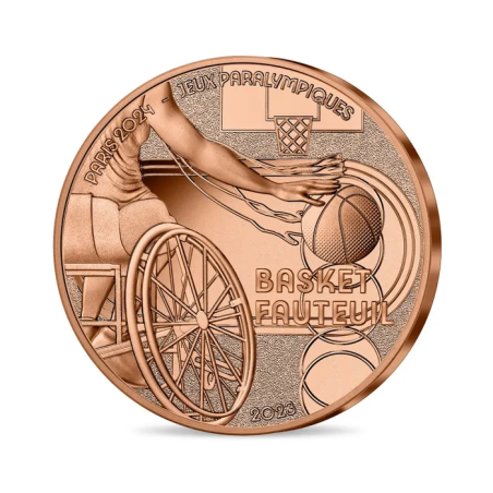 1/4 d'Euro France 2023, UNC, Monnaie de Paris - PARIS 2024 JO - Basket Fauteuil