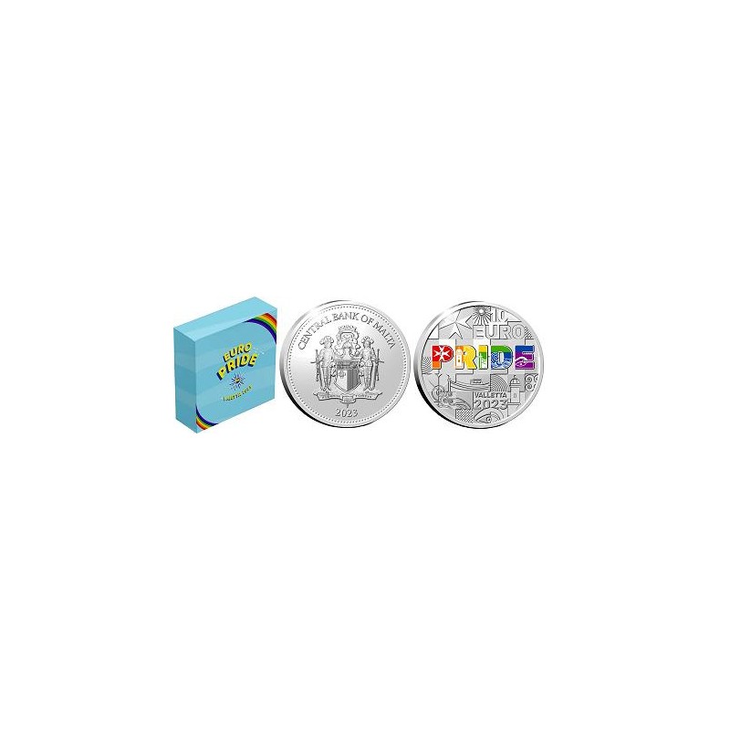 Pièce de 10 € BE argent Malte 2023, EuroPride Pièce de 10 € BE argent Malte 2023, EuroPride
