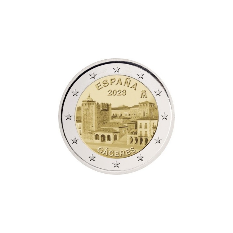 2 Euros Espagne 2023, UNC, Vieille ville de Caceres