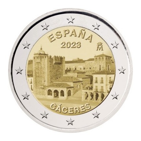 2 Euros Espagne 2023, UNC, Vieille ville de Caceres