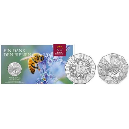 5 Euros Autriche 2023, Argent, BU, La danse des abeilles