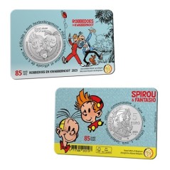 Pièce de 5 Euros Belgique 2023, BU coincard version relief, 85 ans de Spirou et Fantasio