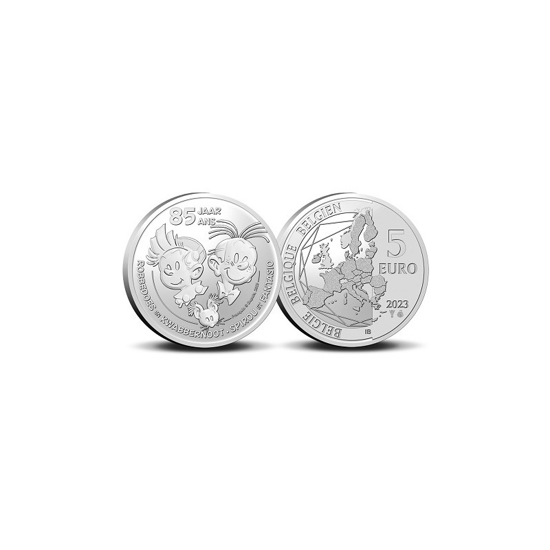 Pièce de 5 Euros Belgique 2023, BU coincard version relief, 85 ans de Spirou et Fantasio Pièce de 5 Euros Belgique 2023, BU coincard version relief, 85 ans de Spirou et Fantasio