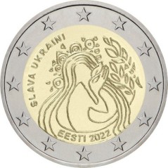 2 Euros Estonie 2022, UNC, Paix en Ukraine