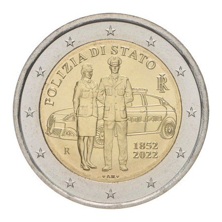 2 Euros Italie 2022, UNC, 170 ans de la Police Italienne