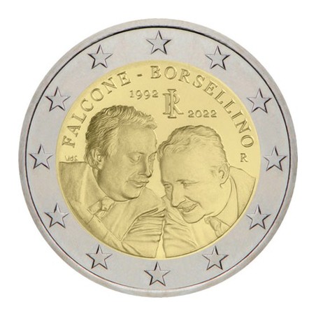 2 Euros Italie 2022, UNC, Juges Falcone et Borsellino