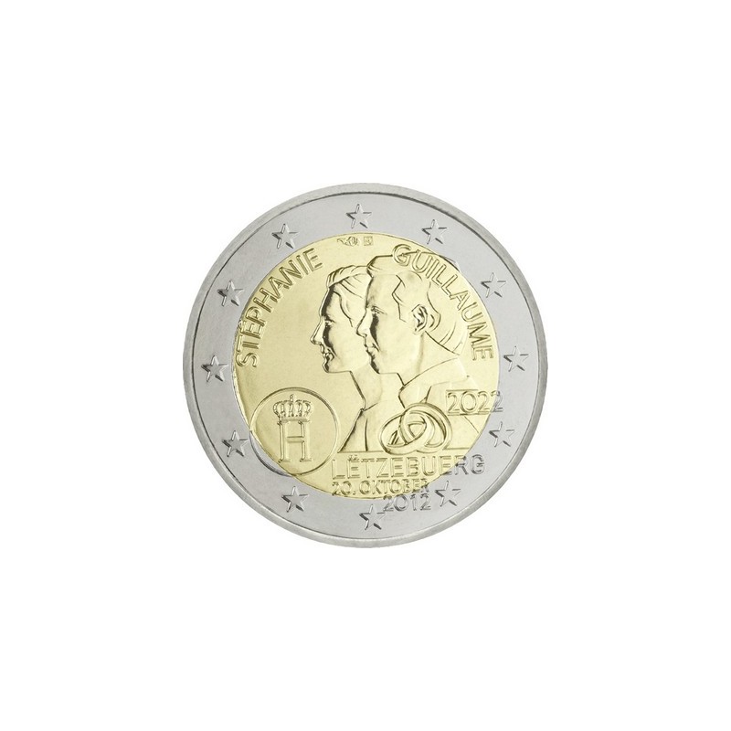 2 Euros Luxembourg 2022, UNC, 10 Ans du Mariage du Grand-Ducal