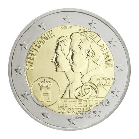 2 Euros Luxembourg 2022, UNC, 10 Ans du Mariage du Grand-Ducal