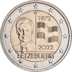 2 Euros Luxembourg 2022, UNC, 50 ans du drapeau tricolore