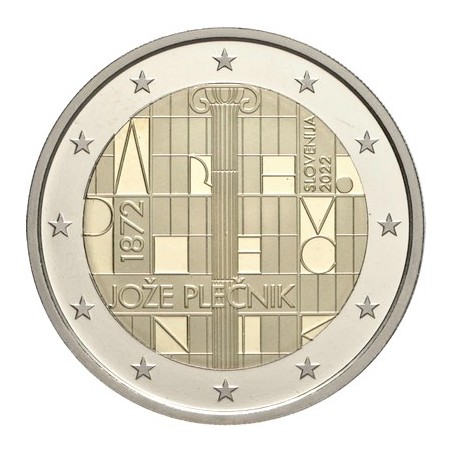 2 Euros Slovénie 2022, UNC, Naissance de Joze Plecnik