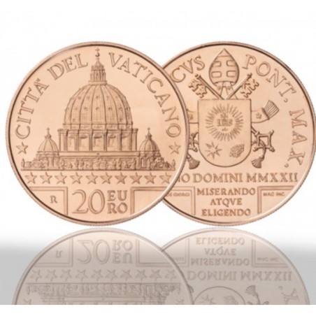 20 Euros cuivre Vatican 2022, UNC en coffret, Basilique Saint-Pierre