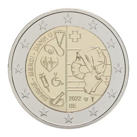 2 Euros Belgique 2022, BU coincard version flamande, Merci au Personnel Hospitalier