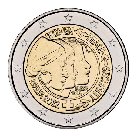 2 Euros Malte 2022, Coffret BE, ONU - La paix et la sécurité pour les femmes