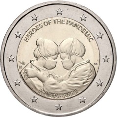 2 Euros Malte 2021, BU sous coincard, Héros de la pandémie