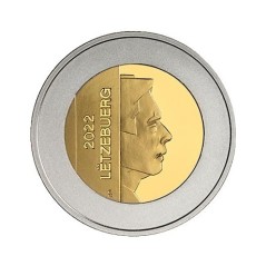 5 Euros Luxembourg 2022, Argent et or nordique, Coffret BE, Bois Joli