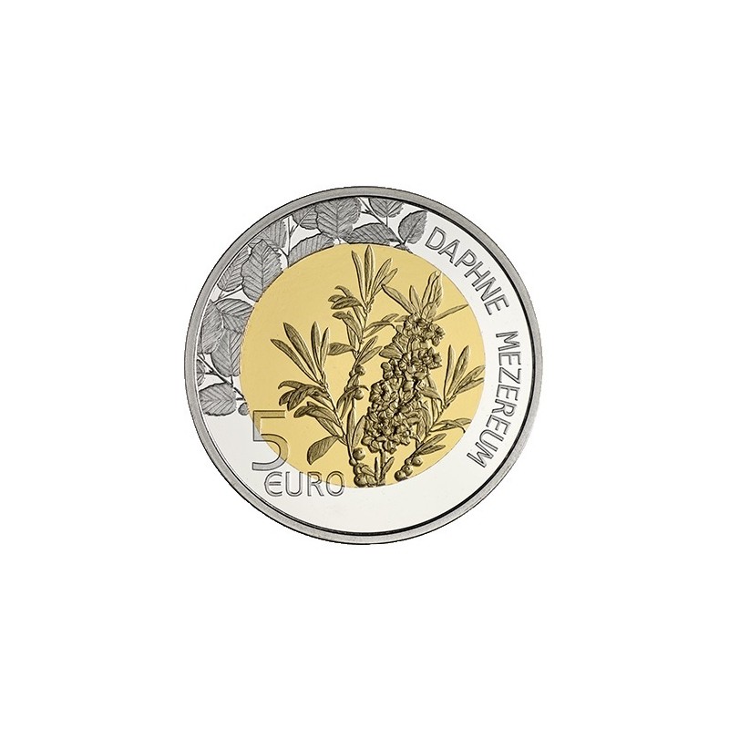 5 Euros Luxembourg 2022, Argent et or nordique, Coffret BE, Bois Joli