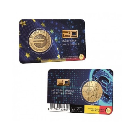 Pièce de 2,50 Euros Belgique 2022, BU coincard version flamande, 20 ans de l'euro
