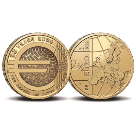 Pièce de 2,50 Euros Belgique 2022, BU coincard version flamande, 20 ans de l'euro