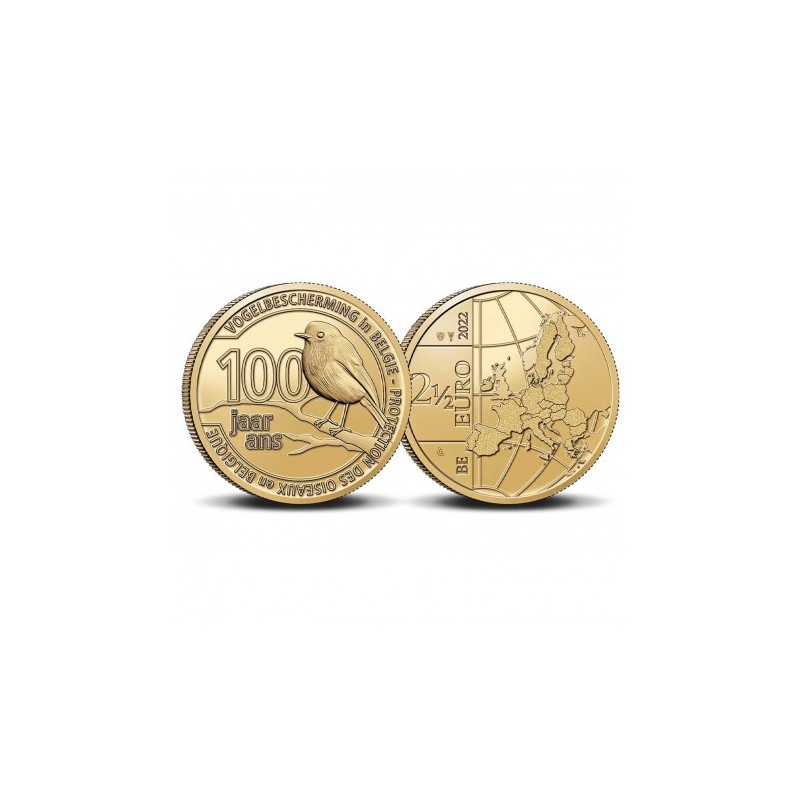 Pièce de 2,50 Euros Belgique 2022, BU coincard version flamande, Protection des oiseaux