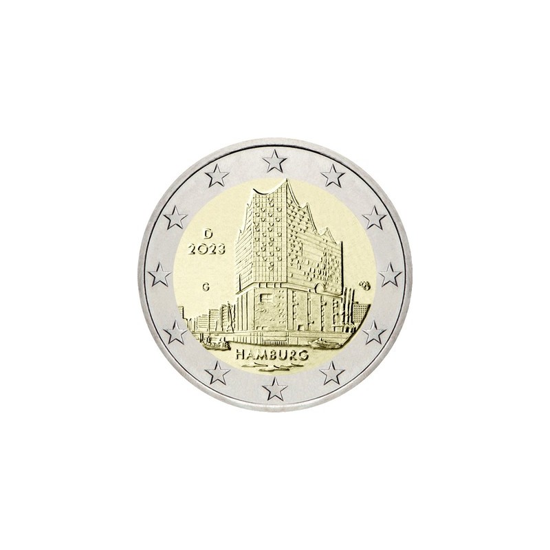 2 Euros, Allemagne 2023 UNC, Lot des 5 ateliers (A,D,F,G,J), Hamburg, Elbphilharmonie.