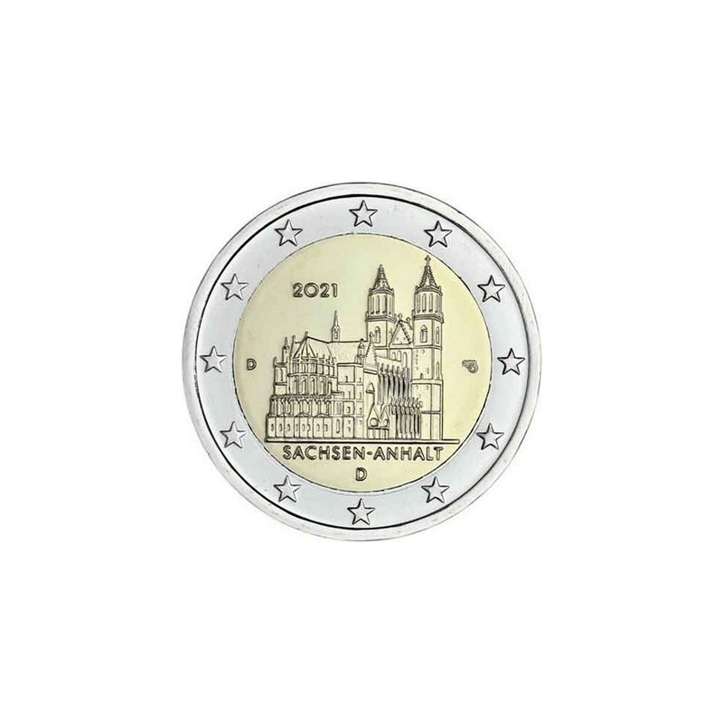 2 Euros Allemagne 2021, UNC, Cathédrale de Sachsen-Anhalt, Atelier A