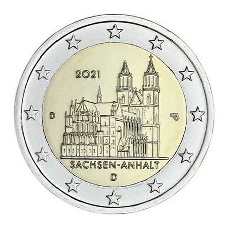 2 Euros Allemagne 2021, UNC, Cathédrale de Sachsen-Anhalt, Atelier A