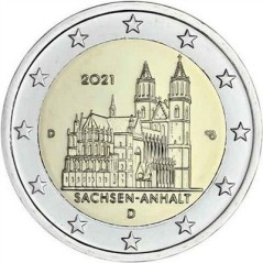 2 Euros Allemagne 2021, UNC, Cathédrale de Sachsen-Anhalt, Atelier F