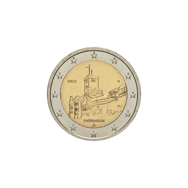 2 Euros Allemagne 2022 A UNC, Lot des 5 ateliers (A, D, F, G, J), Présidence de la Thuringe au Bundesrat