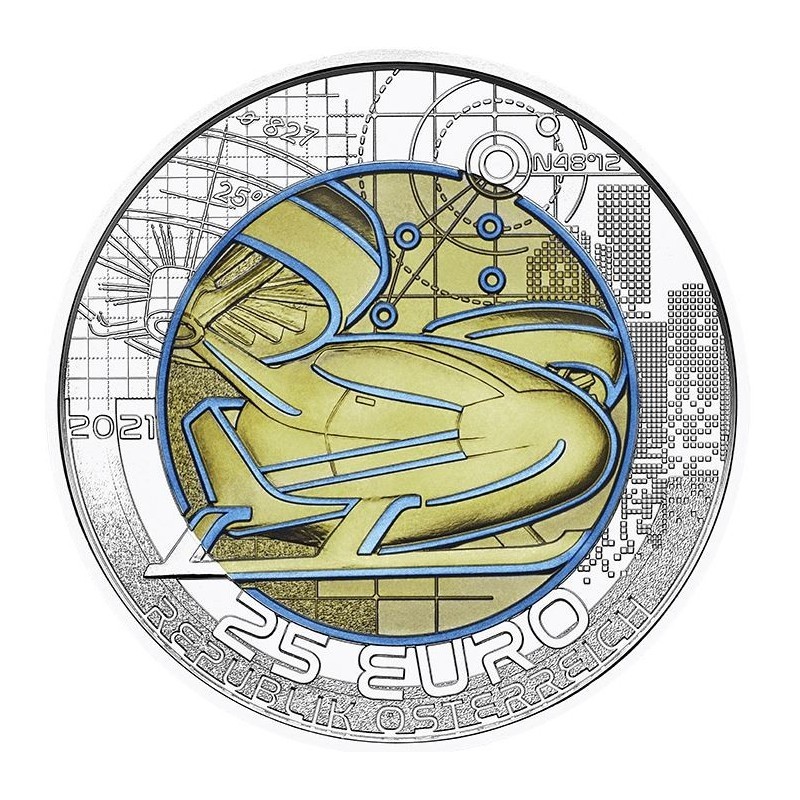 Pièce de 25 Euros Autriche 2021, BU argent et niobium, Mobilité intelligente (Smart mobility) Pièce de 25 Euros Autriche 2021, BU argent et niobium, Mobilité intelligente (Smart mobility)