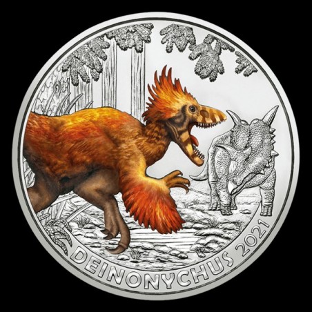 3 Euros Autriche 2021, UNC, Le Deinonychus