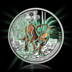 3 Euros Autriche 2021, UNC, Le Styracosaurus