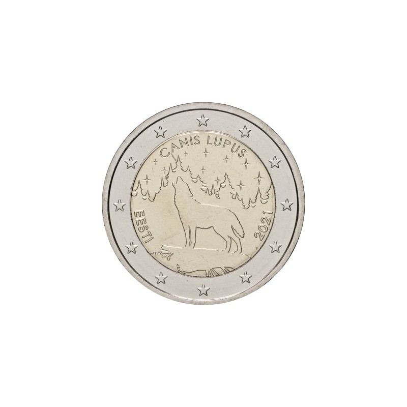 2 Euros Estonie 2021, UNC, Le loup