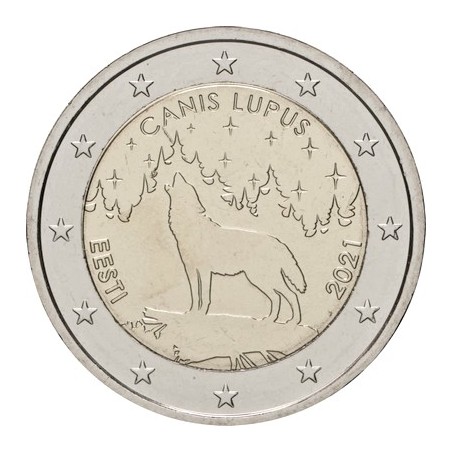 2 Euros Estonie 2021, UNC, Le loup